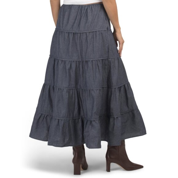 SUNDAY EDITION Indigo Tiered Denim Maxi Skirt - Picture 2 of 2